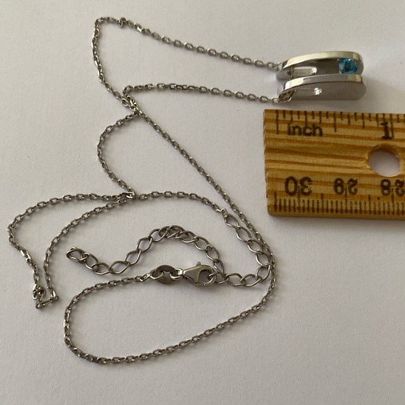 💎Blue real topaz stone silver trendy necklace - Picture 4 of 8